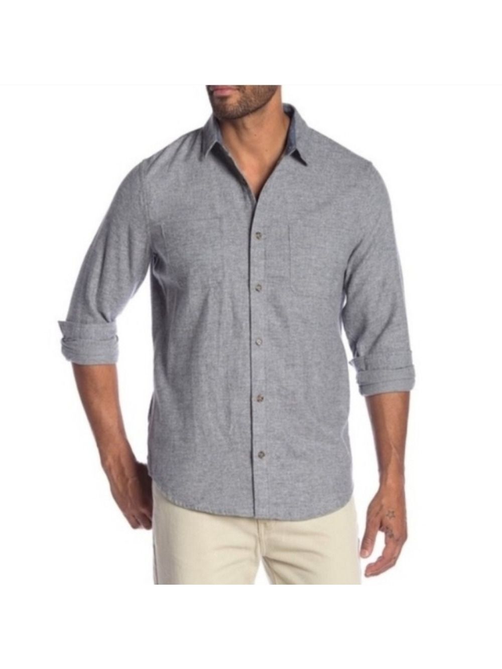 Wallin & Bros. Men's Gray Flannel Button-Up Shirt Size Large